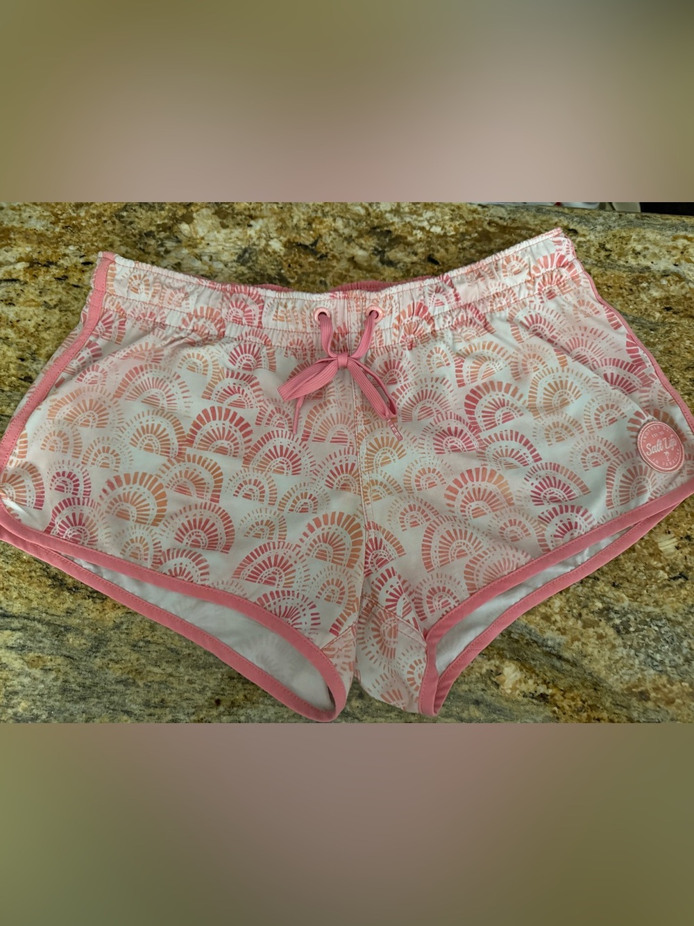 Salt Life Pink Patterned Drawstring Athletic Shorts